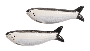 Sada ručně malovan&eacute; sl&aacute;nky a pepřenky Sardine, glazovan&yacute; dolomit, cena 469 Kč