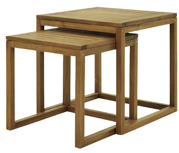 Set zahradn&iacute;ch stolů Alina, dřevo, 50 &times; 50 &times; 50,6&thinsp;cm a&nbsp;43 &times; 43 &times; 43,6&thinsp;cm, cena 3&nbsp;190&thinsp;Kč