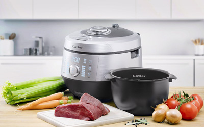Indukčn&iacute; multifunkčn&iacute; hrnec MC 8010, čtyřz&oacute;nov&yacute; indukčn&iacute; ohřev, n&aacute;doba pro 3D př&iacute;pravu, objem 3 l, cena 13 289 Kč