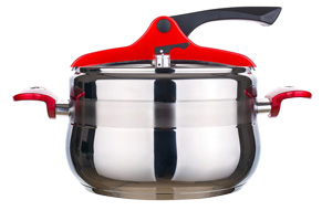 Tlakov&yacute; hrnec Grande Red, p&aacute;kov&yacute; uz&aacute;věr, objem 5&thinsp;l, cena 1&nbsp;029&thinsp;Kč