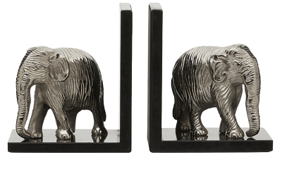 Sada dvou knižn&iacute;ch zar&aacute;žek Elephant dekorovan&yacute;ch so&scaron;kami slonů, cena 1 739 Kč,